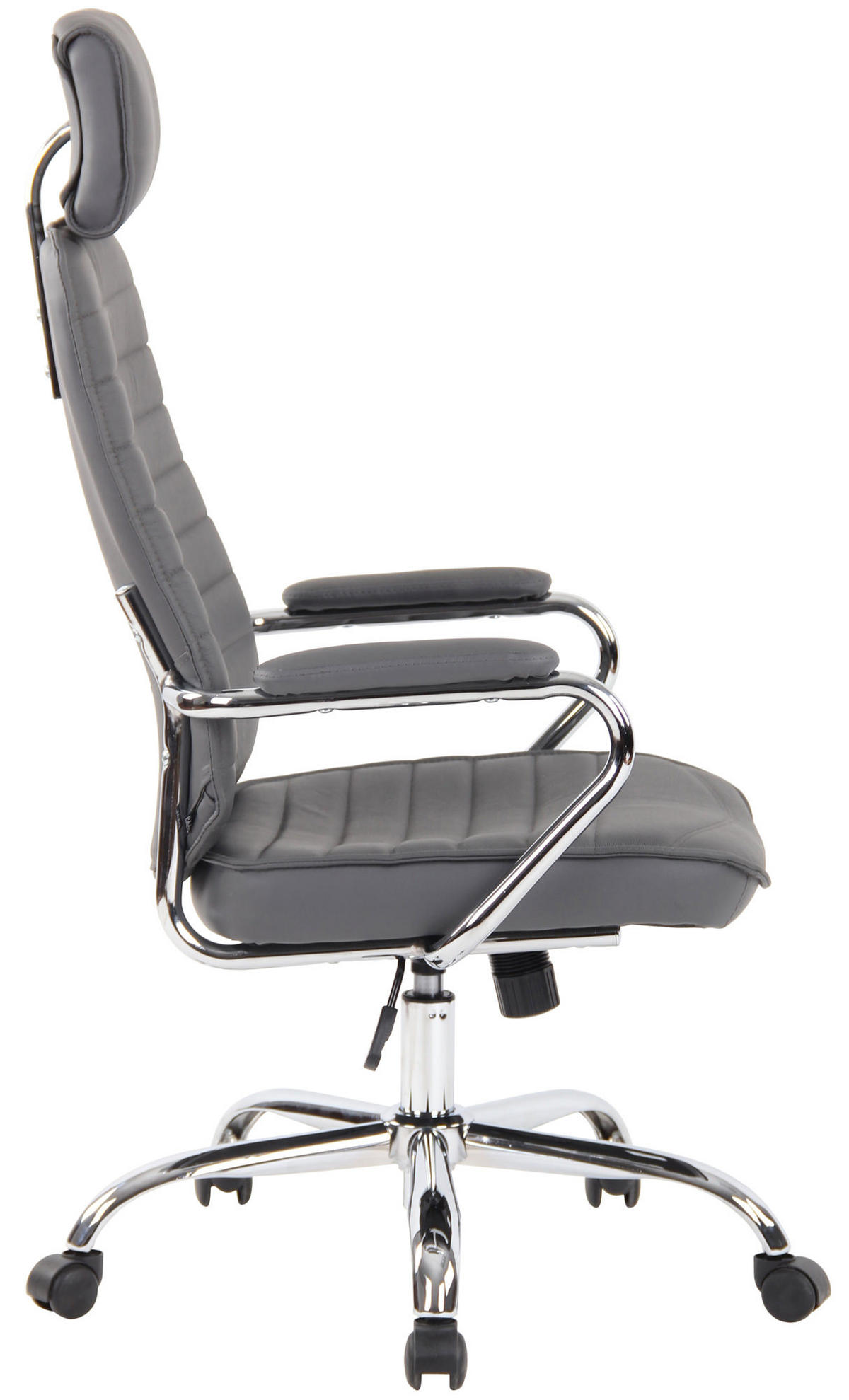 CHEFSESSEL Echtleder Grau - Chromfarben/Grau, Leder/Metall (59/117/57cm) - CLP