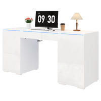 COMPUTERTISCH mit LED Beleuchtung und Schublade 140x50cm - Weiß, Holzwerkstoff (50/140/78cm) - Gisaae