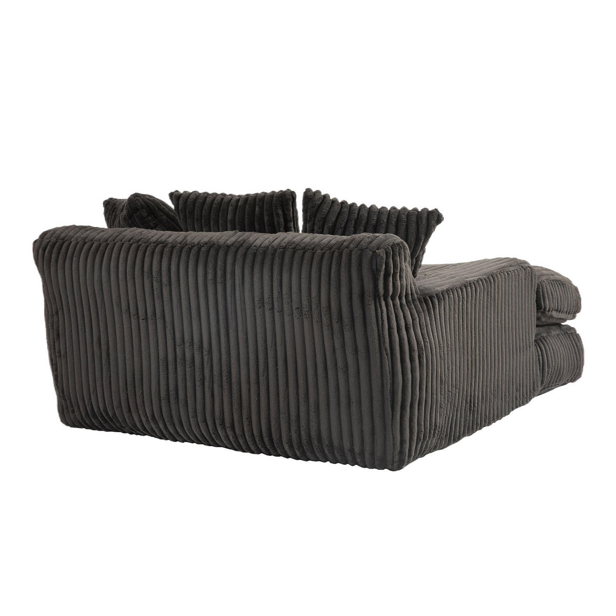 SCHLAFSOFA Relaxliege mit 3 Zierkissen,Lounge Sofa,Polstersofa,Cord,Schwarz - Schwarz, Textil (125/63/155cm) - LVHOM