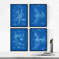 POSTER Set mit 4 Blau Gleiter Patenten A4 Rahmenlos - Klar, Papier (29.7/3cm) - Nacnic