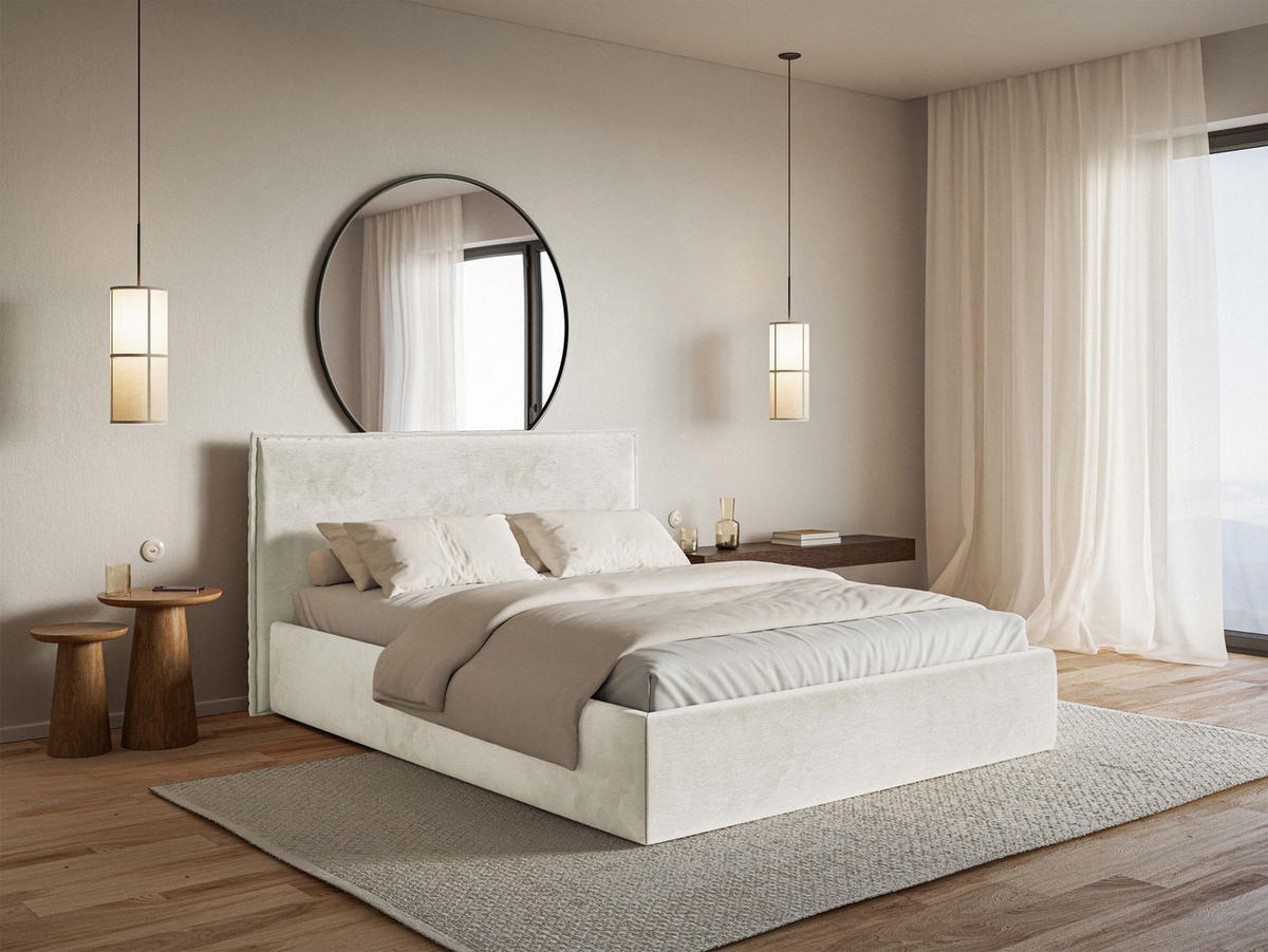 POLSTERBETT Softie Slim Greige Velours 160x200 - Taupe, Textil (160/200cm) - Selsey
