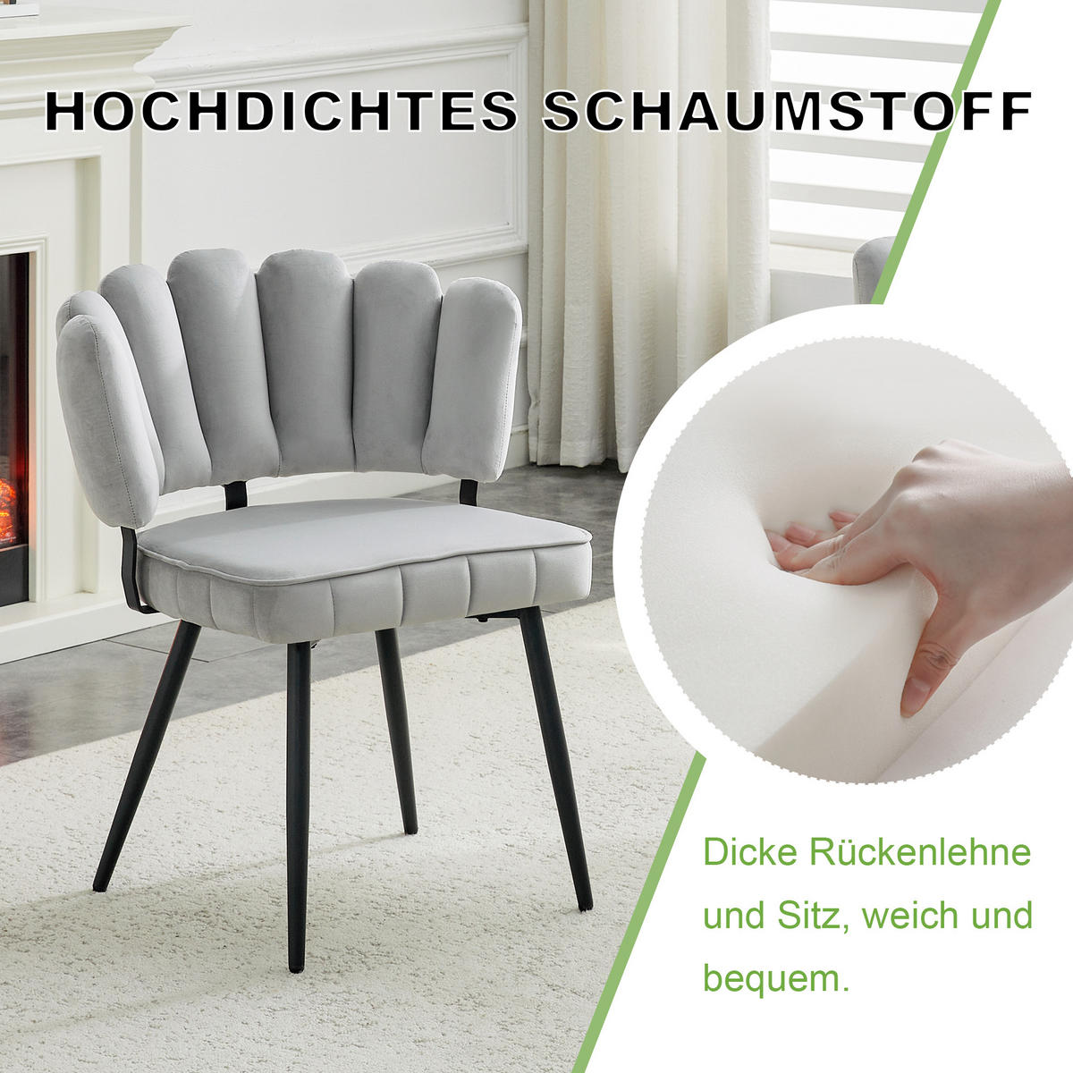 STUHL-SET DE-36559 2 Stück mit Metallbeinen Hellgrau - Grau, Metall (48/80/60cm) - ComfortXL