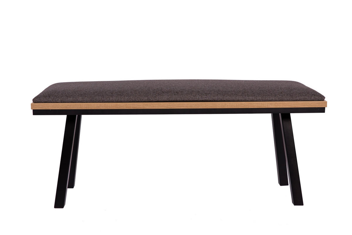GARDEROBENBANK Die Elegante - Schwarz/Grau, Holz/Textil (45/49/125cm) - Kundler Home