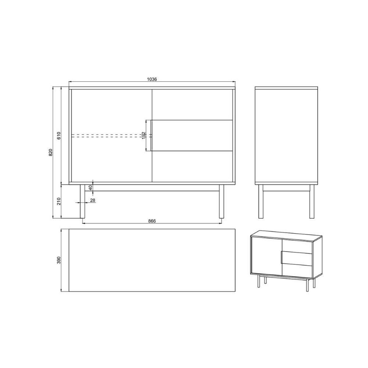 SIDEBOARD Viviaro Graubeige 104 cm - Greige/Goldfarben, Holz/Holzwerkstoff (104/82/39cm) - Selsey
