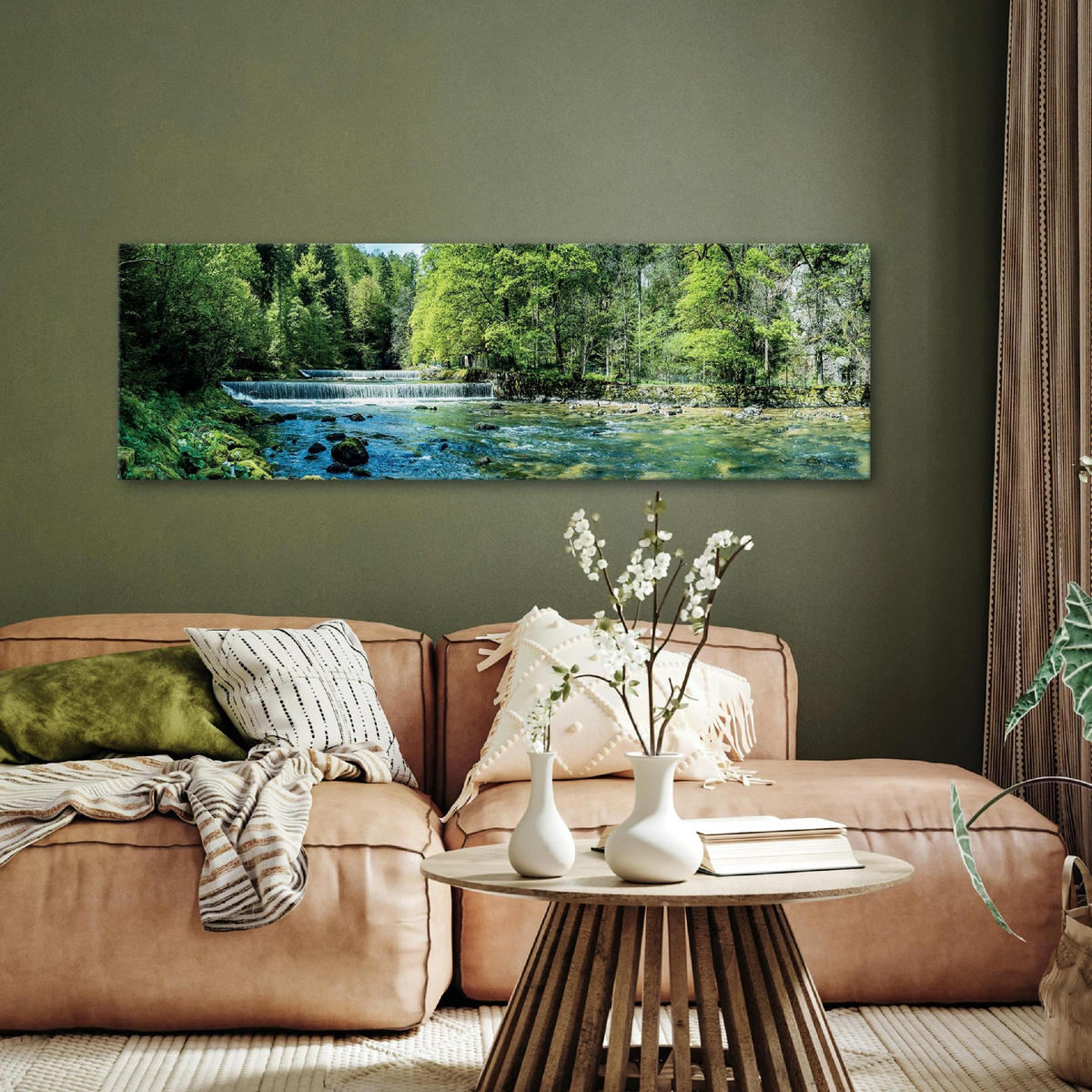 BILDER Wasserfall Modern Wohnzimmer Schlafzimmer 145x45 - Multicolor, Holzwerkstoff (145/45cm) - Wallarena