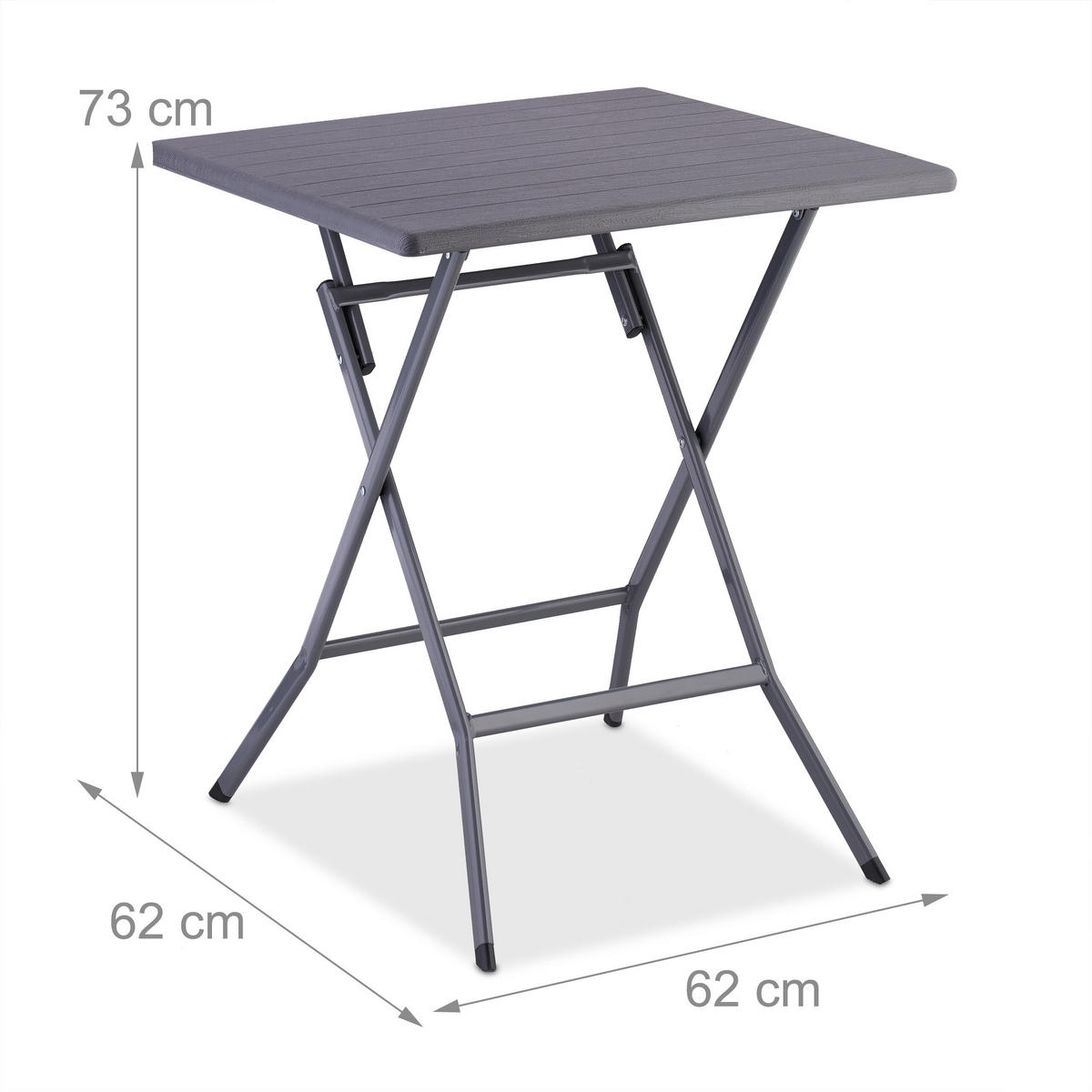 KLAPPTISCH - Grau, Kunststoff/Metall (62/62/73cm) - Relaxdays