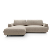 ECKSOFA ZEST Beige Geflochtener Stoff mit Schlaffunktion - Beige, Holz (270/167cm) - MASSENO