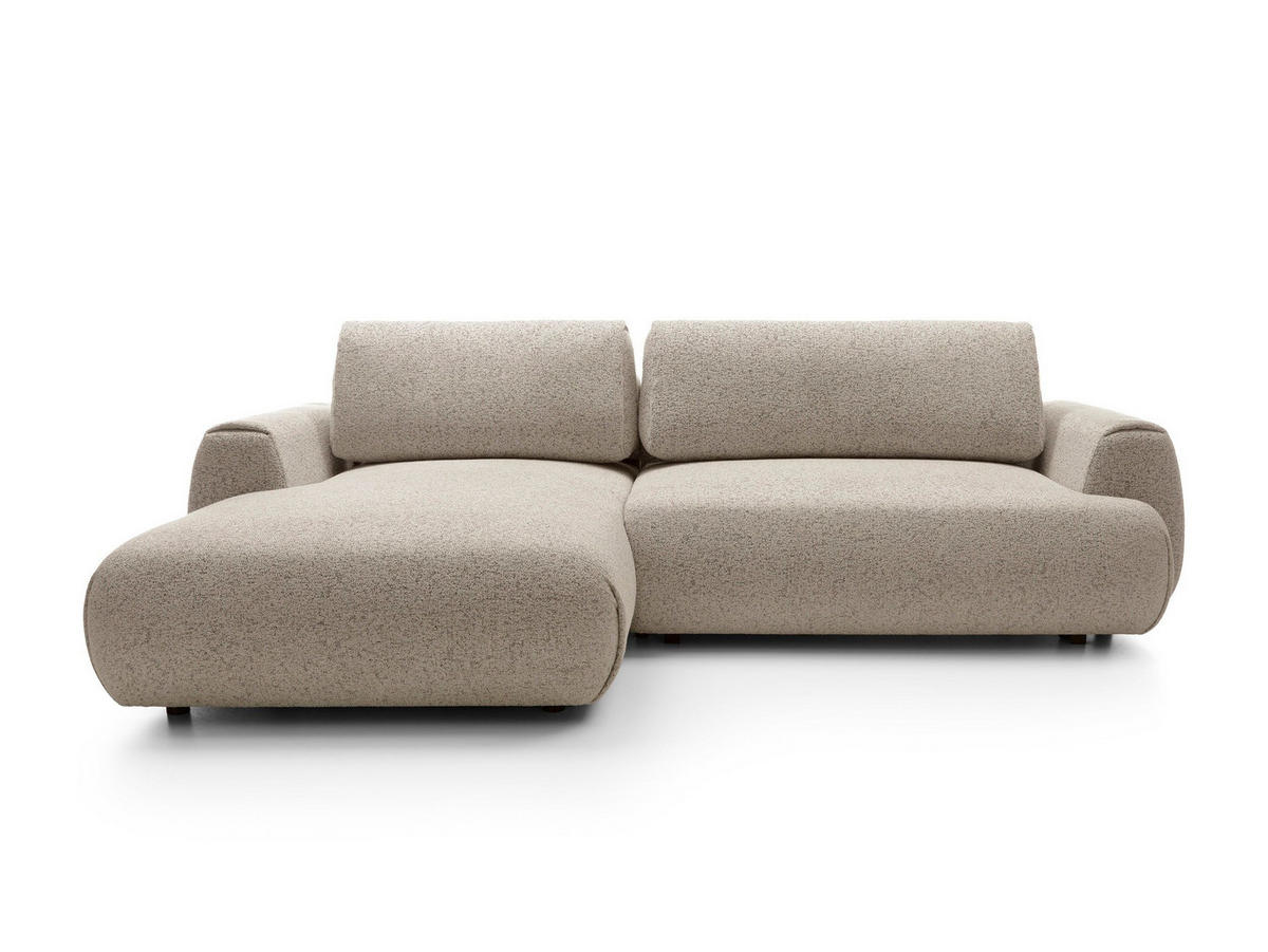 ECKSOFA ZEST Beige Geflochtener Stoff mit Schlaffunktion - Beige, Holz (270/167cm) - MASSENO