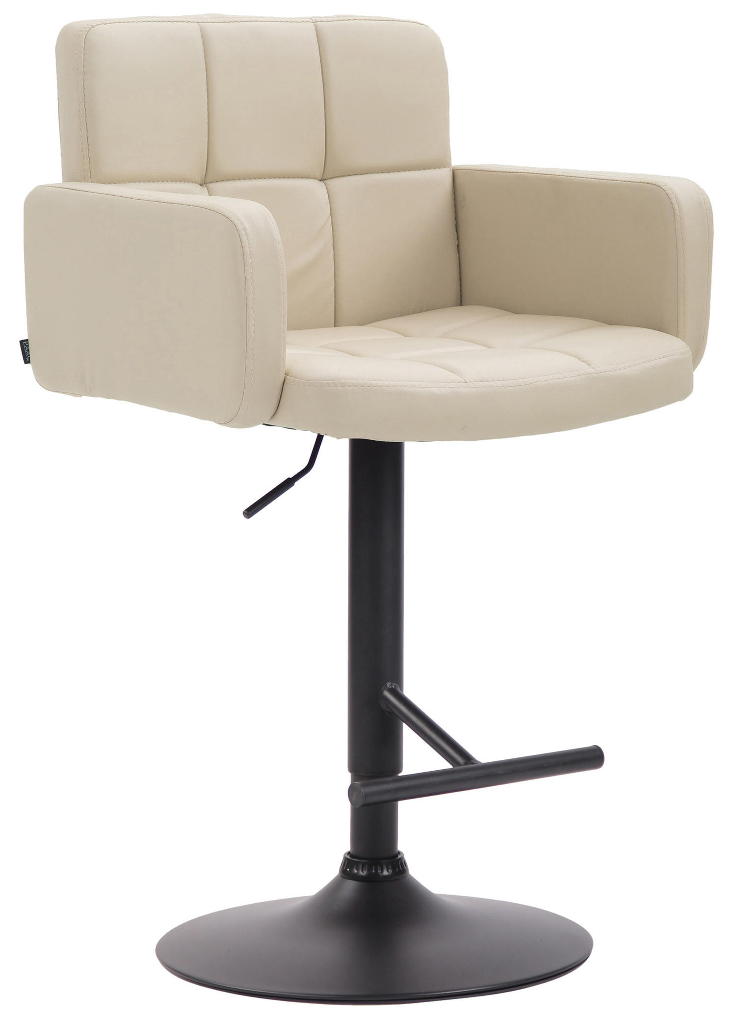 BARHOCKER Lausanne, Gestell schwarz, Kunstleder Creme - Creme/Schwarz, Kunststoff/Textil (60/100/56cm) - TPFLiving