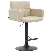 BARHOCKER Lausanne, Gestell schwarz, Kunstleder Creme - Creme/Schwarz, Kunststoff/Textil (60/100/56cm) - TPFLiving