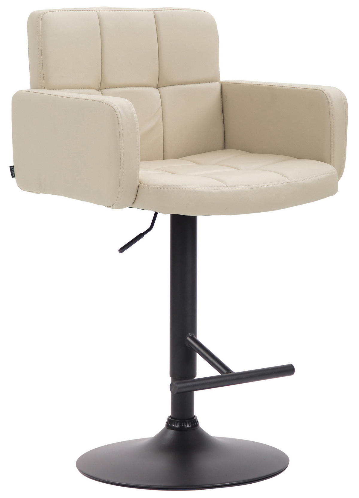 BARHOCKER Lausanne, Gestell schwarz, Kunstleder Creme - Creme/Schwarz, Kunststoff/Textil (60/100/56cm) - TPFLiving