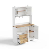 BUFFET DE-38738 110/40/178 cm LED-Beleuchtung und 4 Glastüren Weiß - Weiß, Holzwerkstoff (110/178/40cm) - ComfortXL