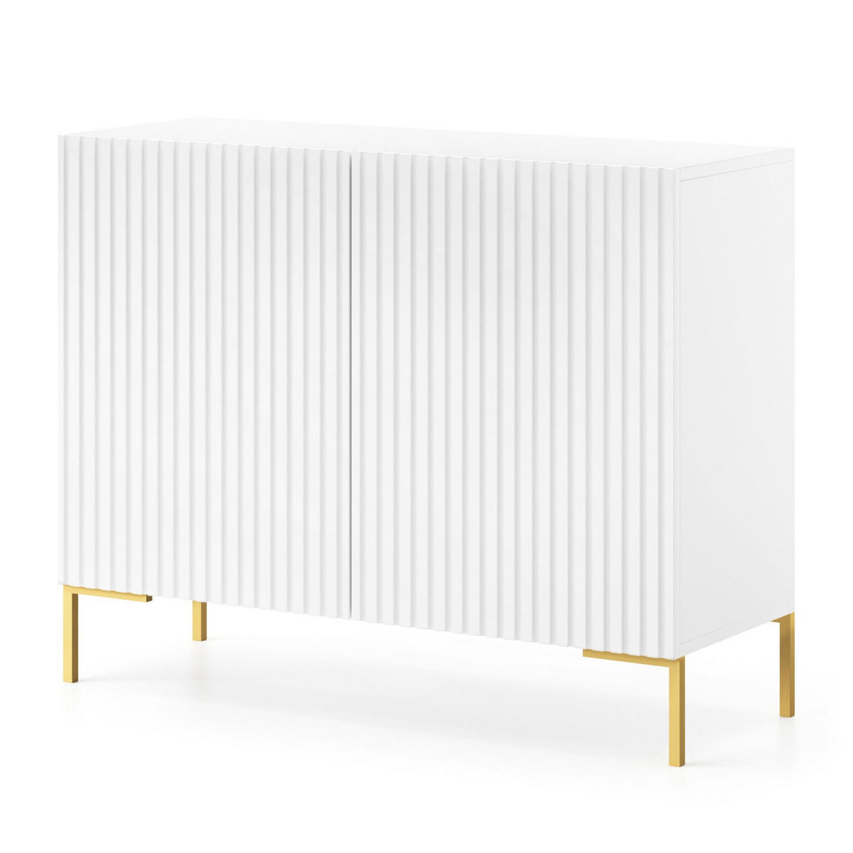 SIDEBOARD Lammelo weiß mit goldenen Beinen, 92 cm - Goldfarben/Weiß, Holzwerkstoff/Metall (92/75/38cm) - Selsey