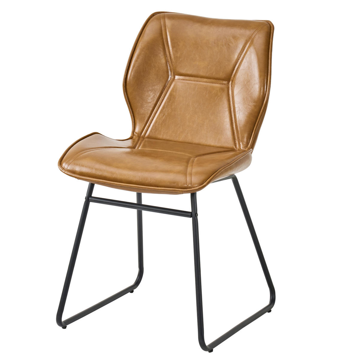 ESSZIMMERSTUHL 2er-Set mit Kunstlederbezug Metallgestell Braun - Braun, Metall (47.5/81.5/60cm) - Meubliv