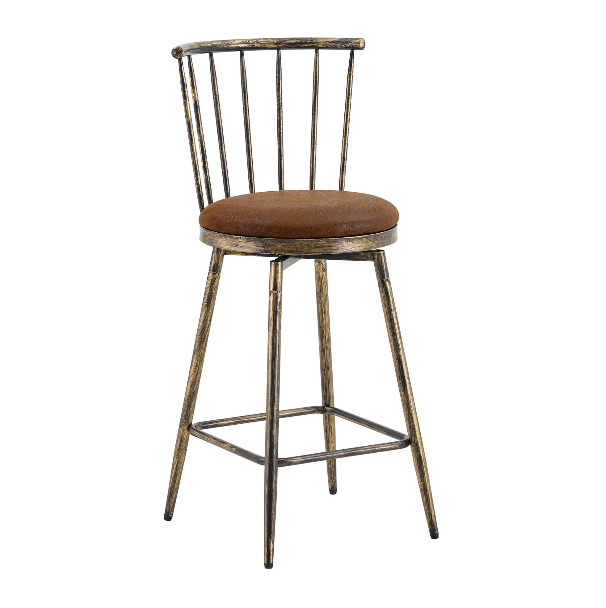 BARHOCKER Braun mit gepolstertem Sitz und Metallgestell - Braun, Textil (39/96/39cm) - MIVRAY