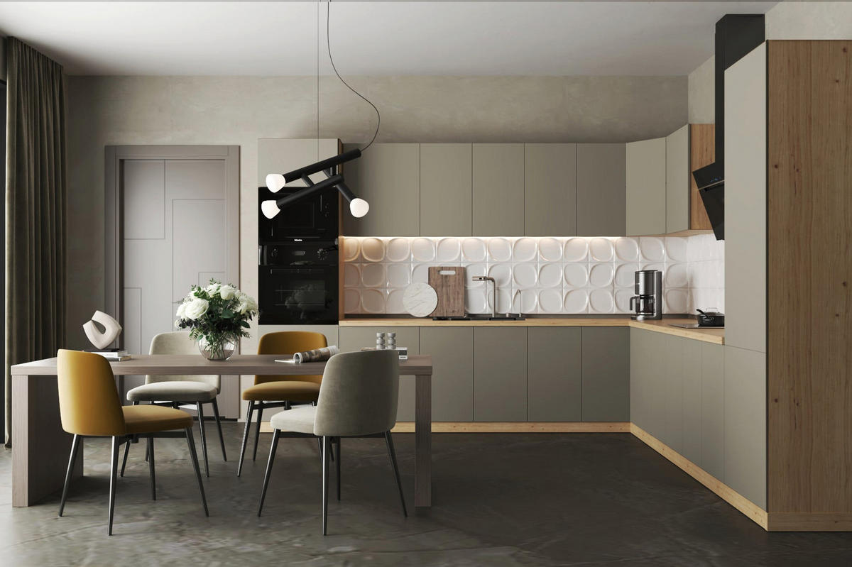 WINKELKÜCHE – Küchenzeile 330 x 340 cm VELORA – KU-S42 – Beige - Beige, Holzwerkstoff (330/212/340cm) - hi-markt