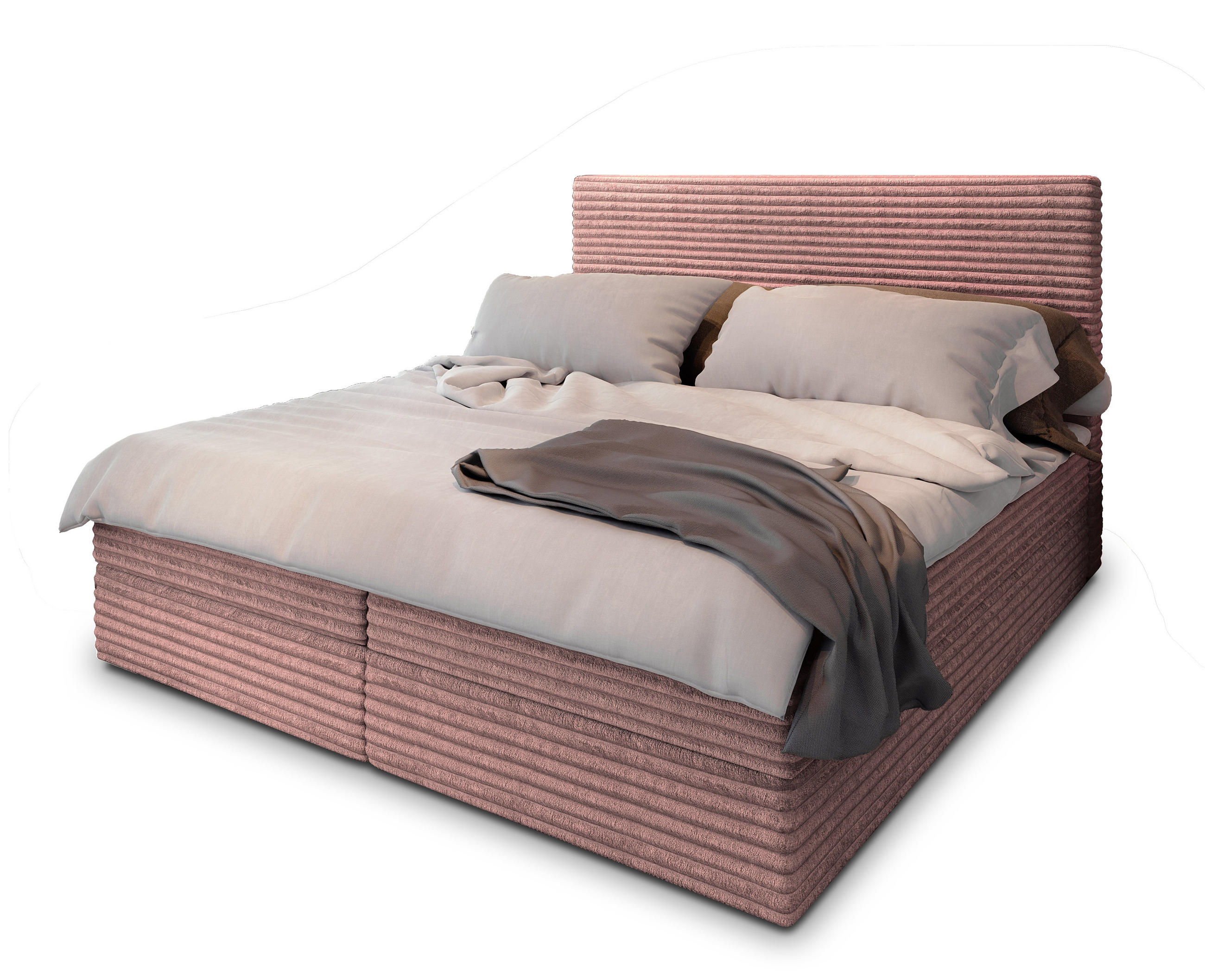 MASSENO AMERICKÁ POSTEL PISA 180x200 cm, s matrací a úložným prostorem, starorůžová