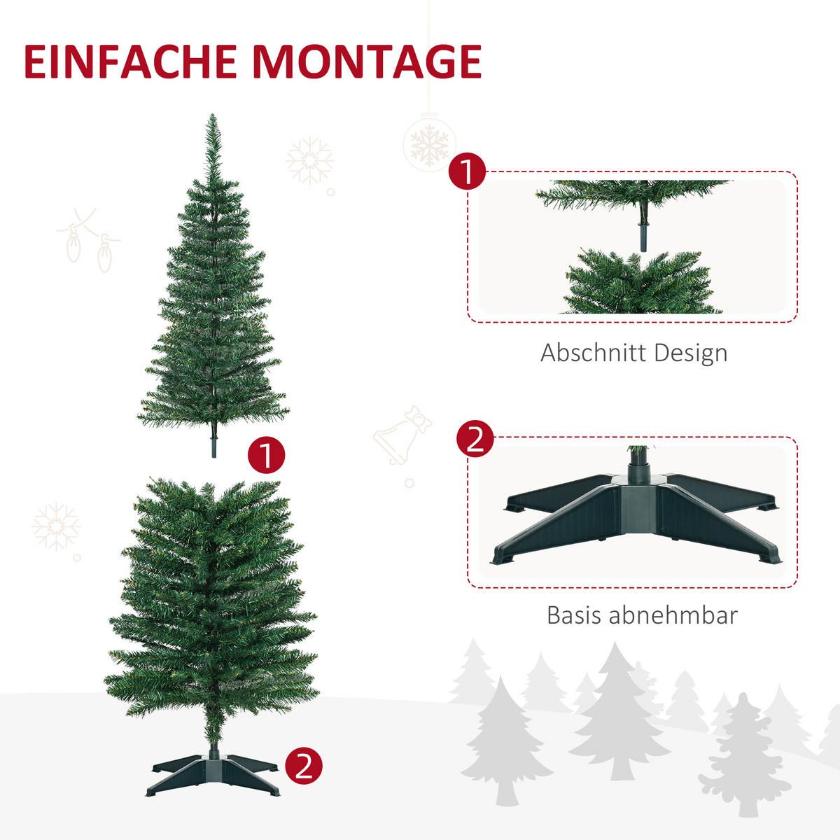 WEIHNACHTSBAUM Christbaum Kunsttanne Tannenbaum mit Beere Metallfuß PET - Grün, Kunststoff (150cm) - HOMCOM