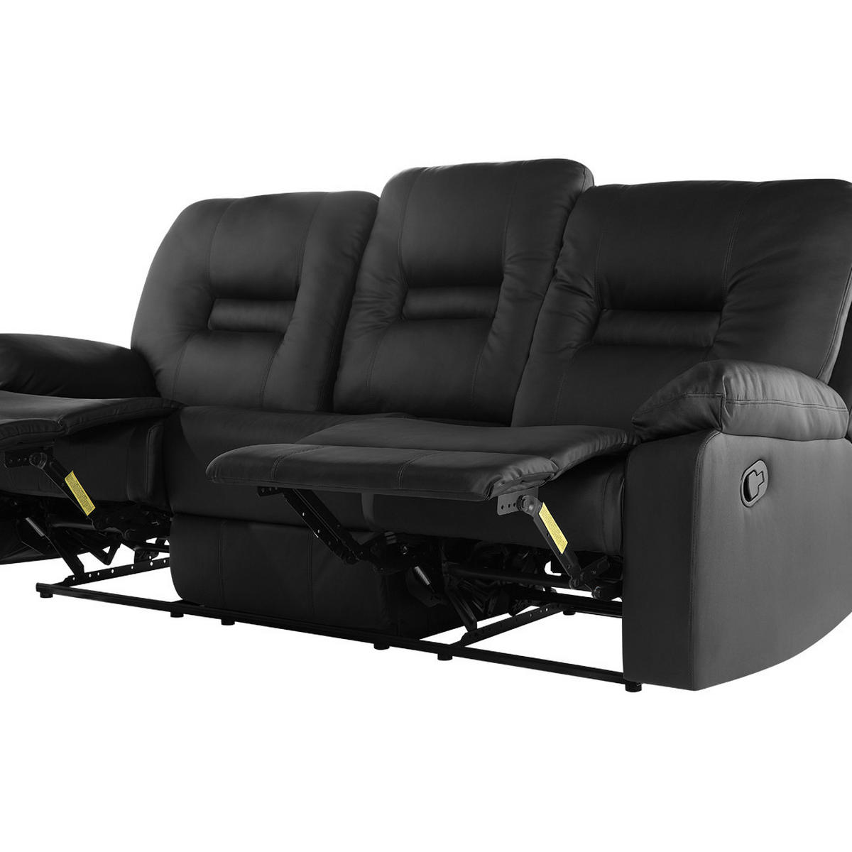 3-SITZER-SOFA Kunstleder Schwarz Bergen - Schwarz, Kunststoff/Textil (204/101/73cm) - Beliani