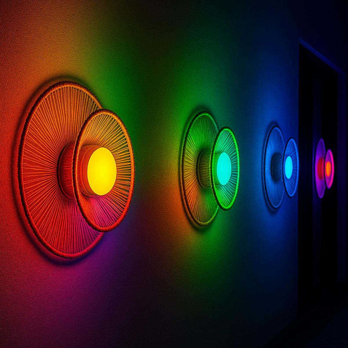 DALIA Kabellose Wandleuchte D30CM - Beige, Holz (30/6/30cm) - Lumisky