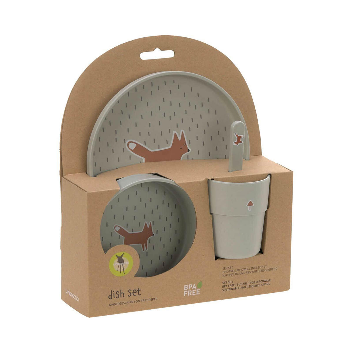 KINDER-GESCHIRR-SET Little Forest Fox 4er Set - Dunkelgrün, Kunststoff (7.2/26/22.7cm) - Lässig