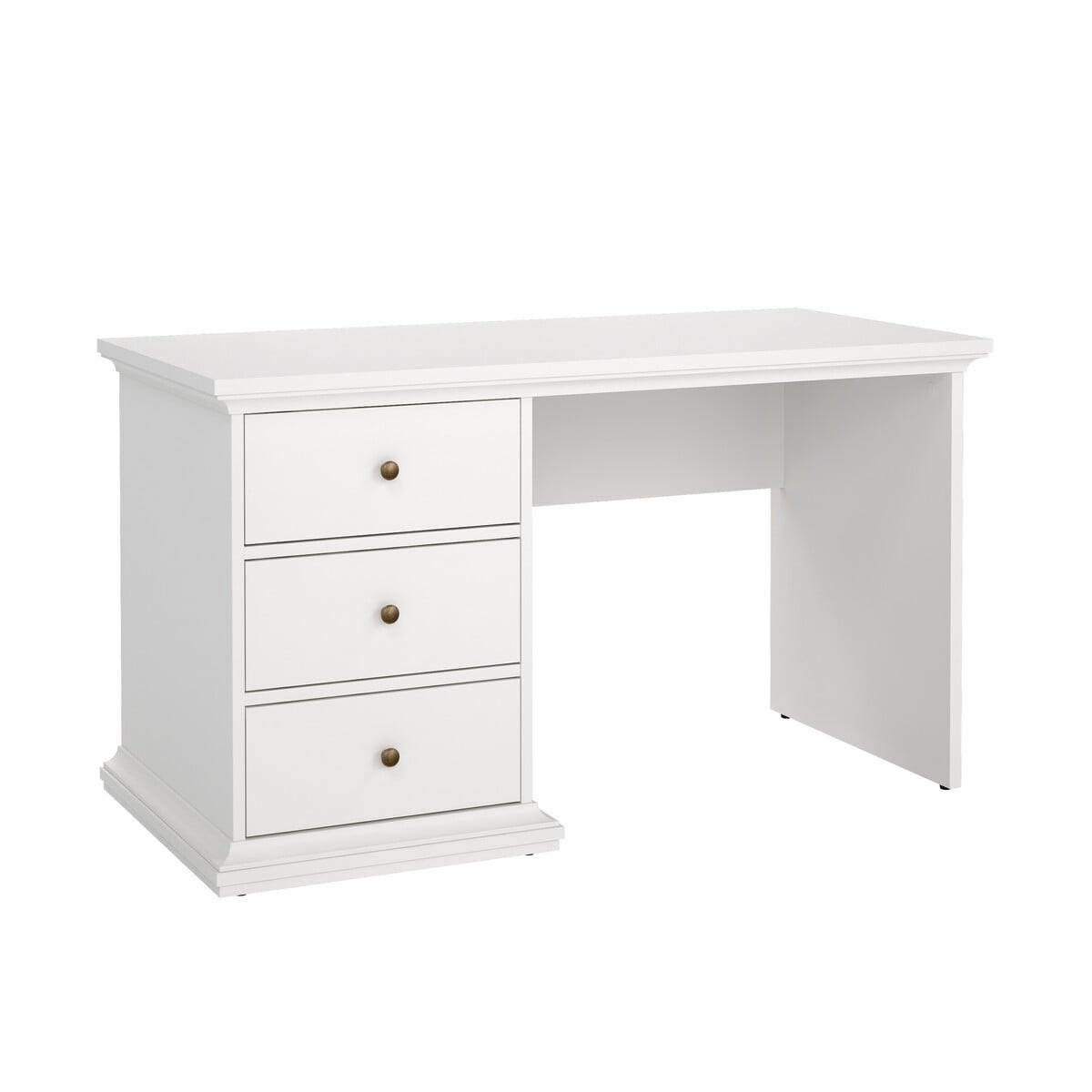 SCHREIBTISCH mit 3 Schubladen weiß sofia 130/61,6/73,9 cm - Weiß, Holzwerkstoff (62.8/61.6/73.9cm) - Calicosy