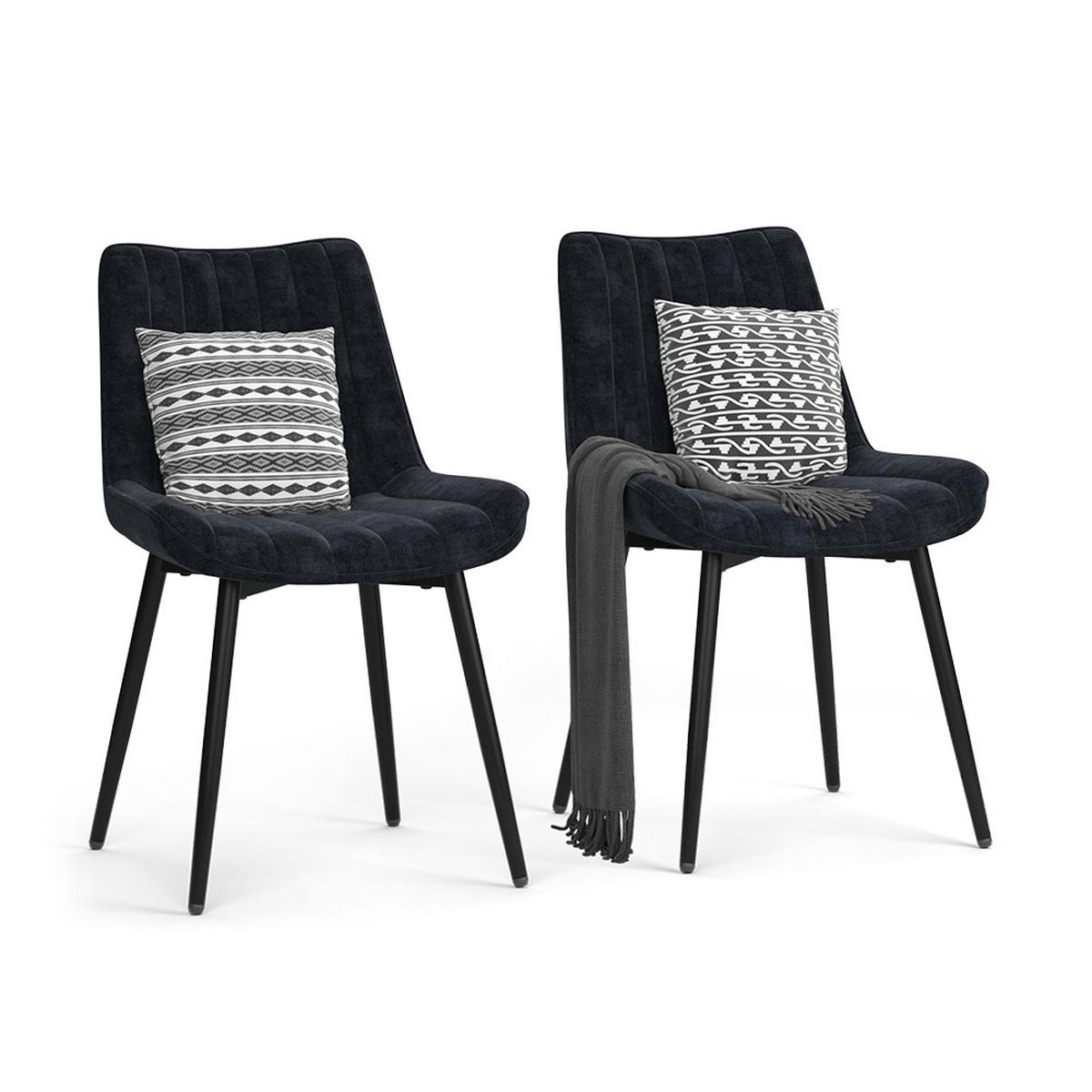 ESSZIMMERSTUHL Ravlo, Schwarz, 51 x 57 cm 2er Set - Schwarz, Textil (51/82/57cm) - Vicco