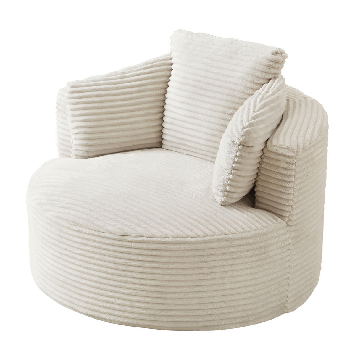 SESSEL weicher cordstoff taschenfederkern & komprimierte lieferung - Beige, Textil (124/86/113cm) - Urban Meuble