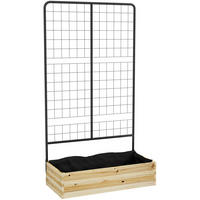 BLUMENKASTEN aus Tannenholz & Metall 80x38x145 cm Naturholz mit Rankgitter - Naturfarben, Metall (38/145/80cm) - Modfu