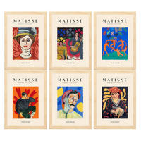 POSTER Set Mit 6 Illustrationen Von Henri Matisse Porträts A3 Rahmen Aus Hellem Holz - Beige, Papier (29/3cm) - Nacnic