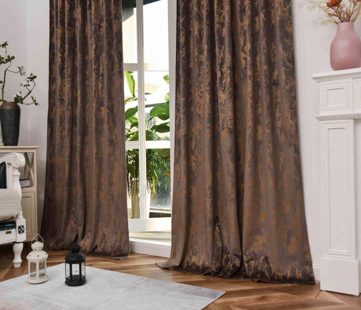 VORHANG SAMT MILANO STAR HxB 245x140 cm Taupe Gold - Taupe, Textil (140/245cm) - Gardinenbox