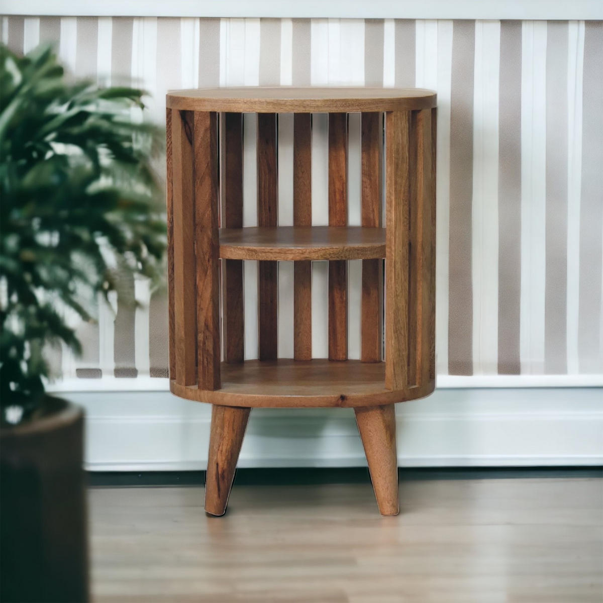 NACHTTISCH mit 2 Fächern - Eichefarben/Messingfarben, Holz/Metall (36/55/26cm) - Artisan Furniture