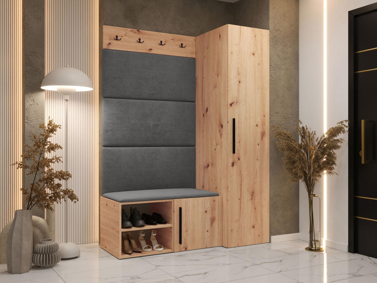 GARDEROBEN-SET Medi II - Schwarz/Eiche Artisan, Holzwerkstoff/Kunststoff (40/191/50cm) - MIRJAN24