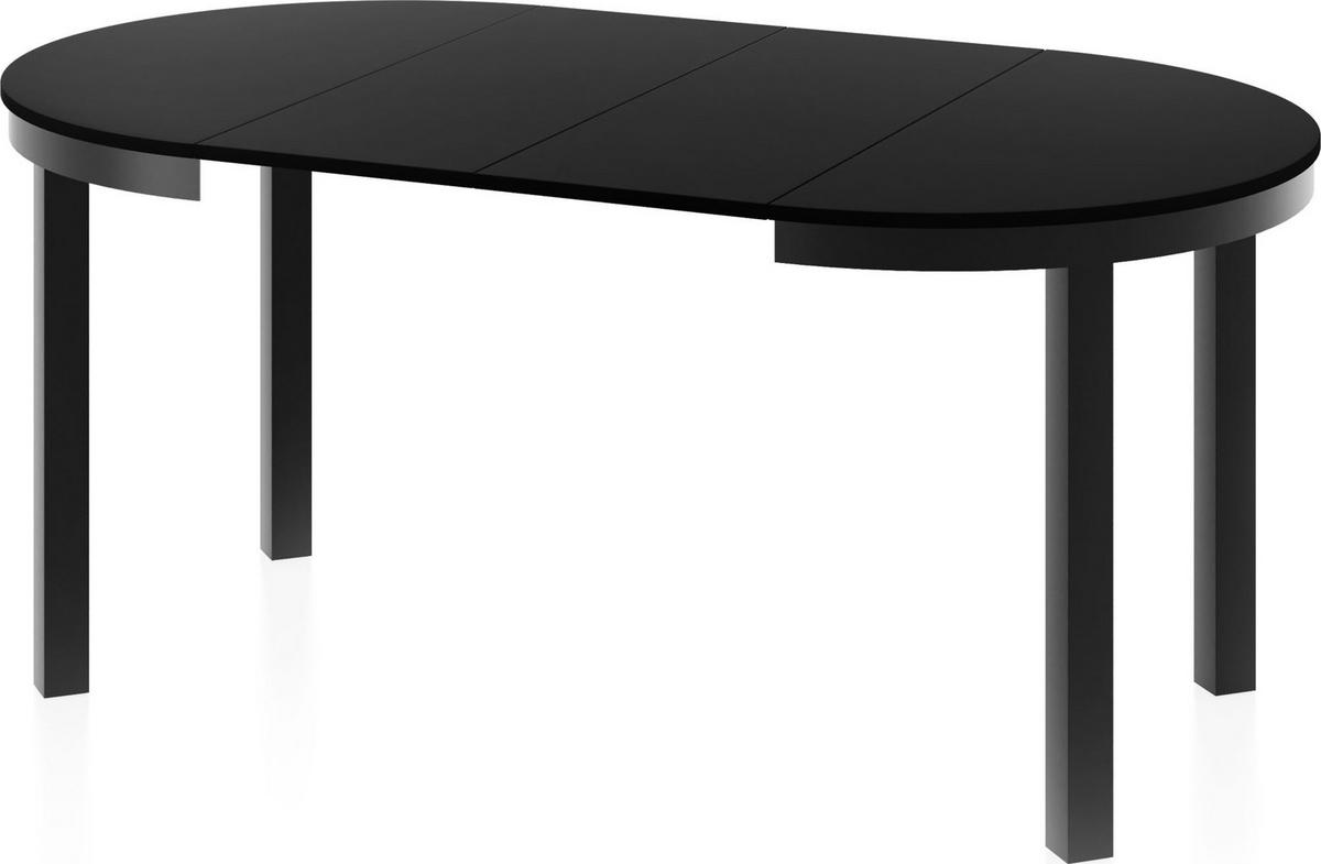 ESSTISCH Corin Schwarz runder ausziehbarer, Schwarz 100-176/100/76 cm - Schwarz, Holzwerkstoff/Metall (100/100/76cm) - WFL GROUP