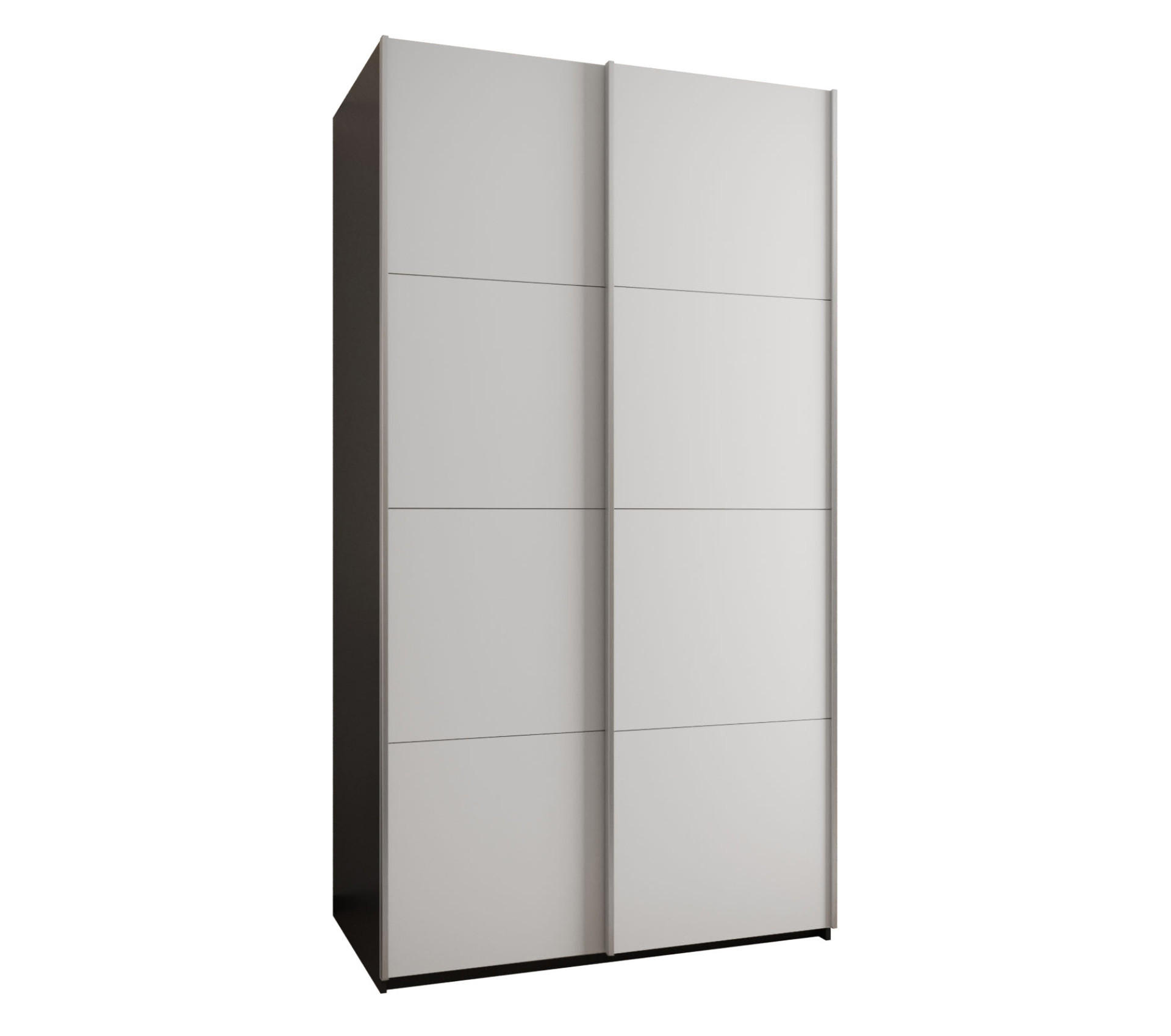 Abiks Möbel Schwebetürenschrank Schwarz, Weiß, Silber 130x245x64 cm