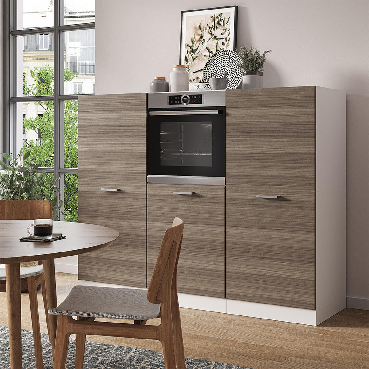 KÜCHENBLOCK R-Line Edelgrau/Weiß 180 cm ohne Arbeitsplatte - Weiß/Grau, Holzwerkstoff (180/143/46cm) - Vicco