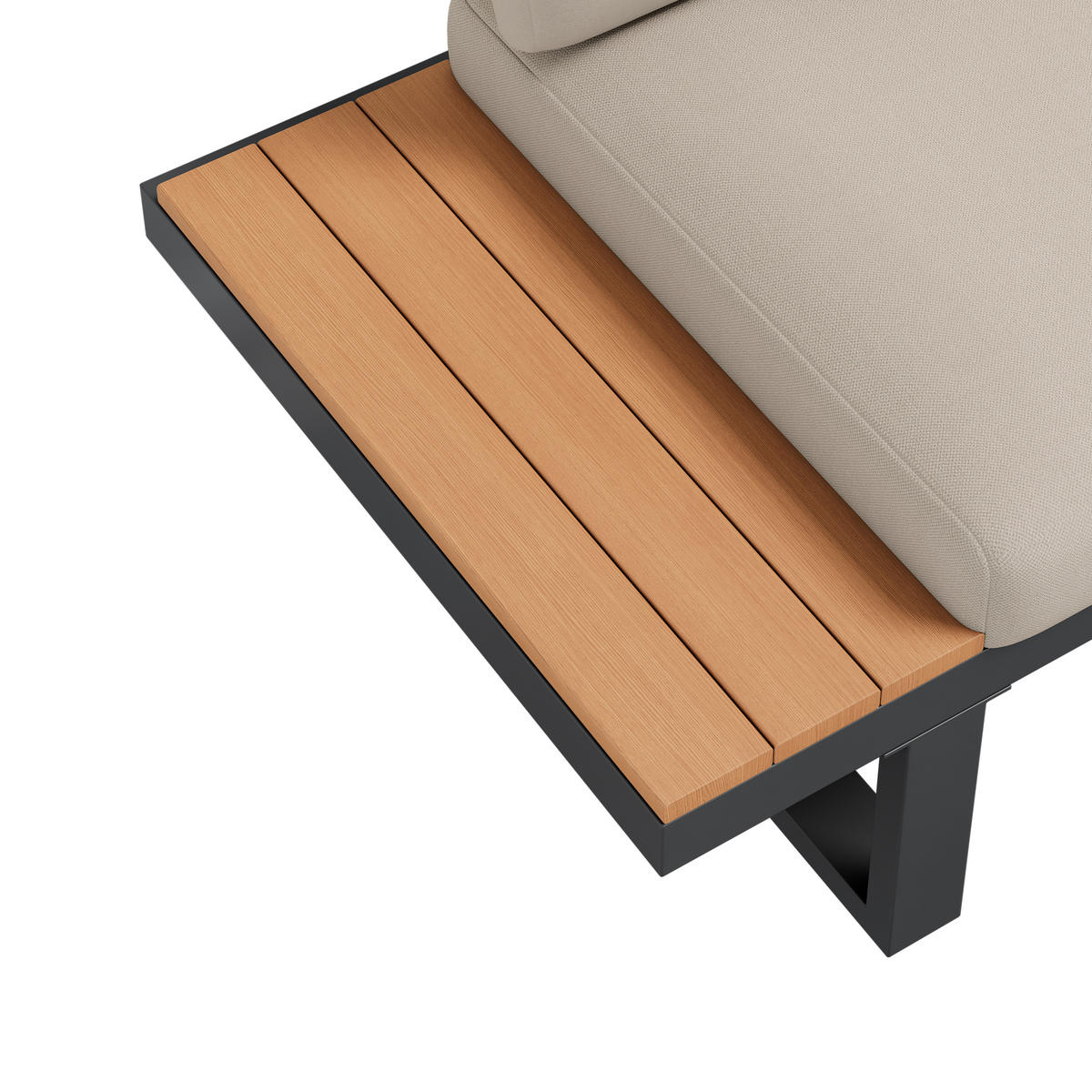 GARTENMÖBEL-SET Ecksofa Verstellbar 5-Stufig Stahl Kunststoffholz Beige Grau - Beige, Textil - FLIEKS