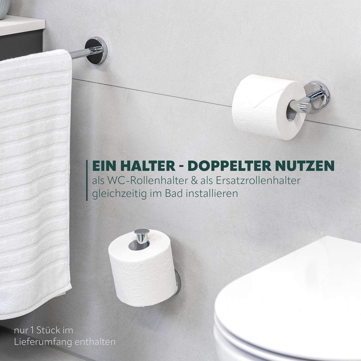 TOILETTENPAPIERHALTER LUCENTE, Edelstahl verchromt - Chromfarben, Metall (15/5.7/9cm) - bremermann