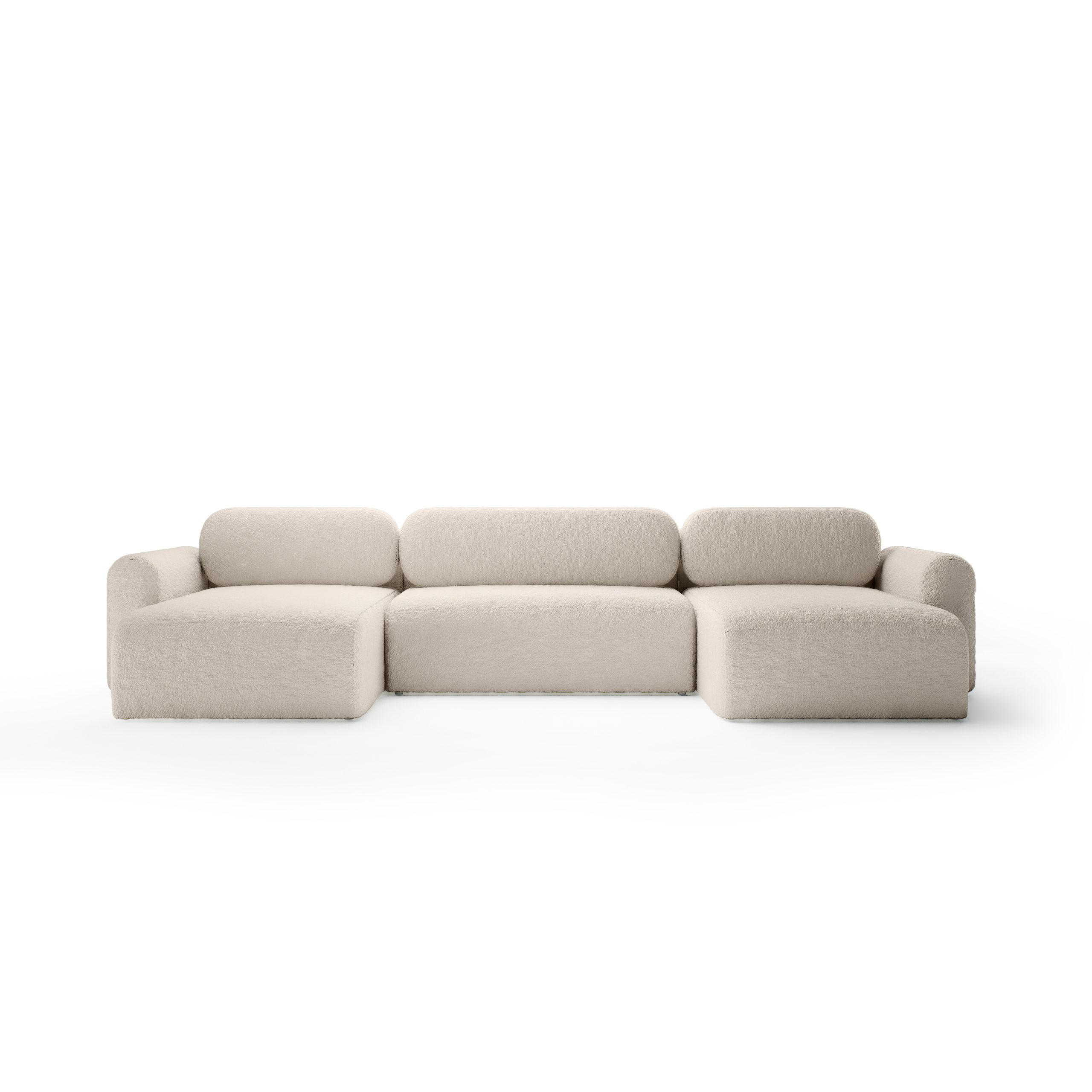 WOHNLANDSCHAFT mit Schlaffunktion Thekla U, Beige - Beige, Textil (366/70/150cm) - Fedve