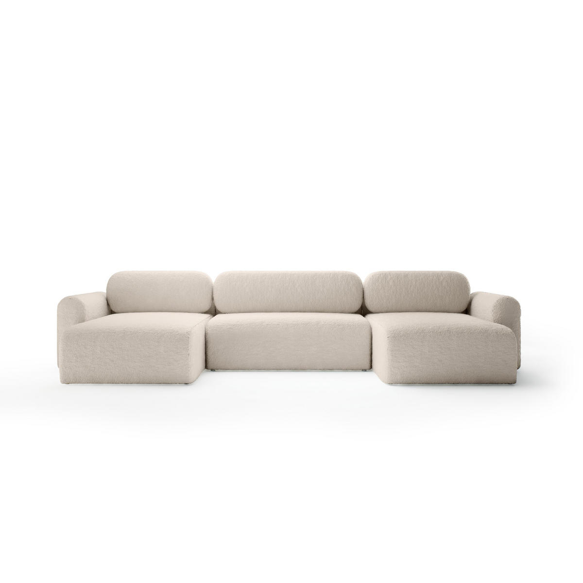 WOHNLANDSCHAFT mit Schlaffunktion Thekla U, Beige - Beige, Textil (366/70/150cm) - Fedve