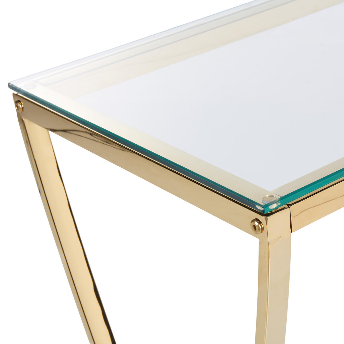 KONSOLENTISCH Glas/Edelstahl gold 120/40 cm Ringgold - Goldfarben, Metall (120/40/80cm) - Beliani