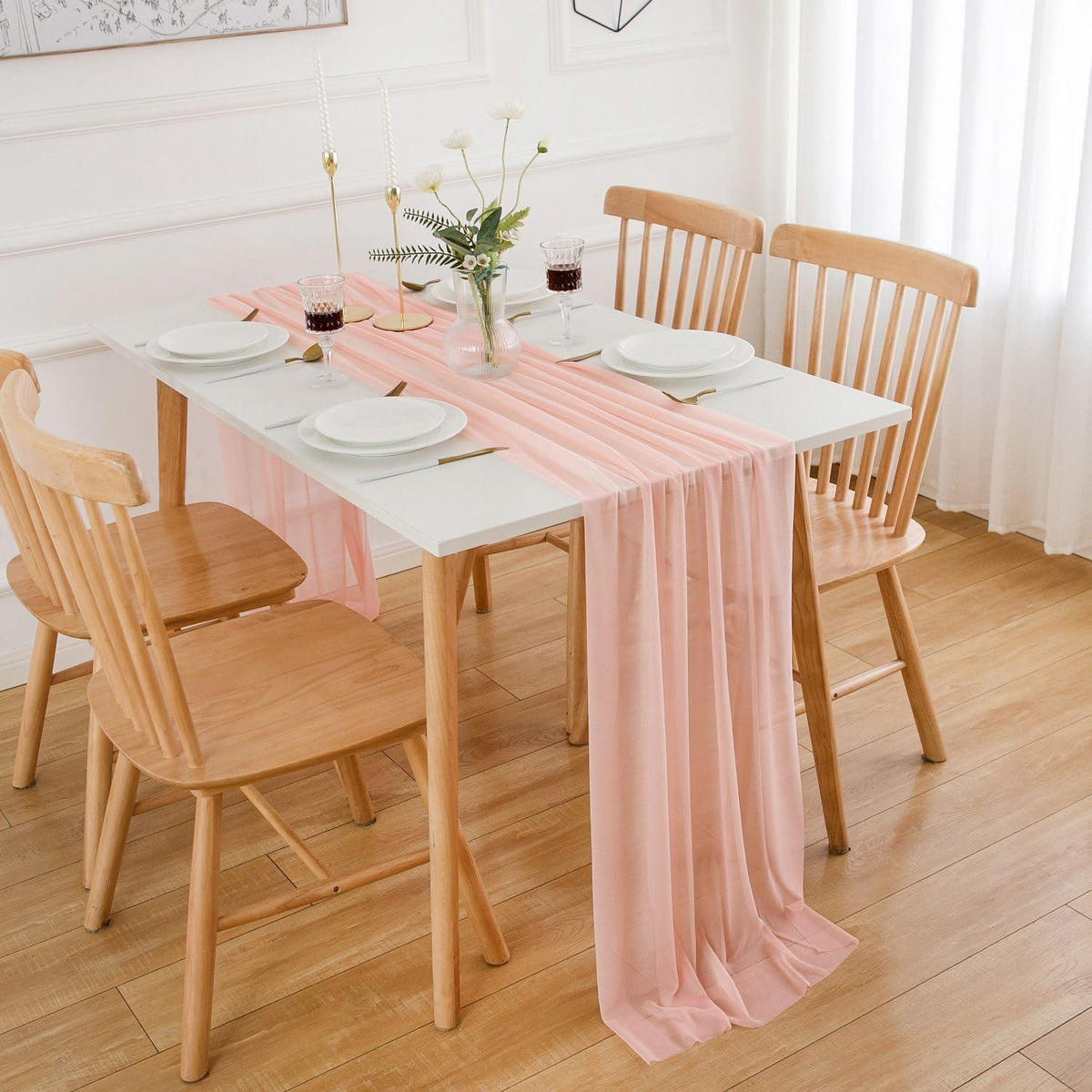 TISCHLÄUFER Chiffon 300 x 70 cm Rosa - Rosa, Textil (300/70/1.5cm)