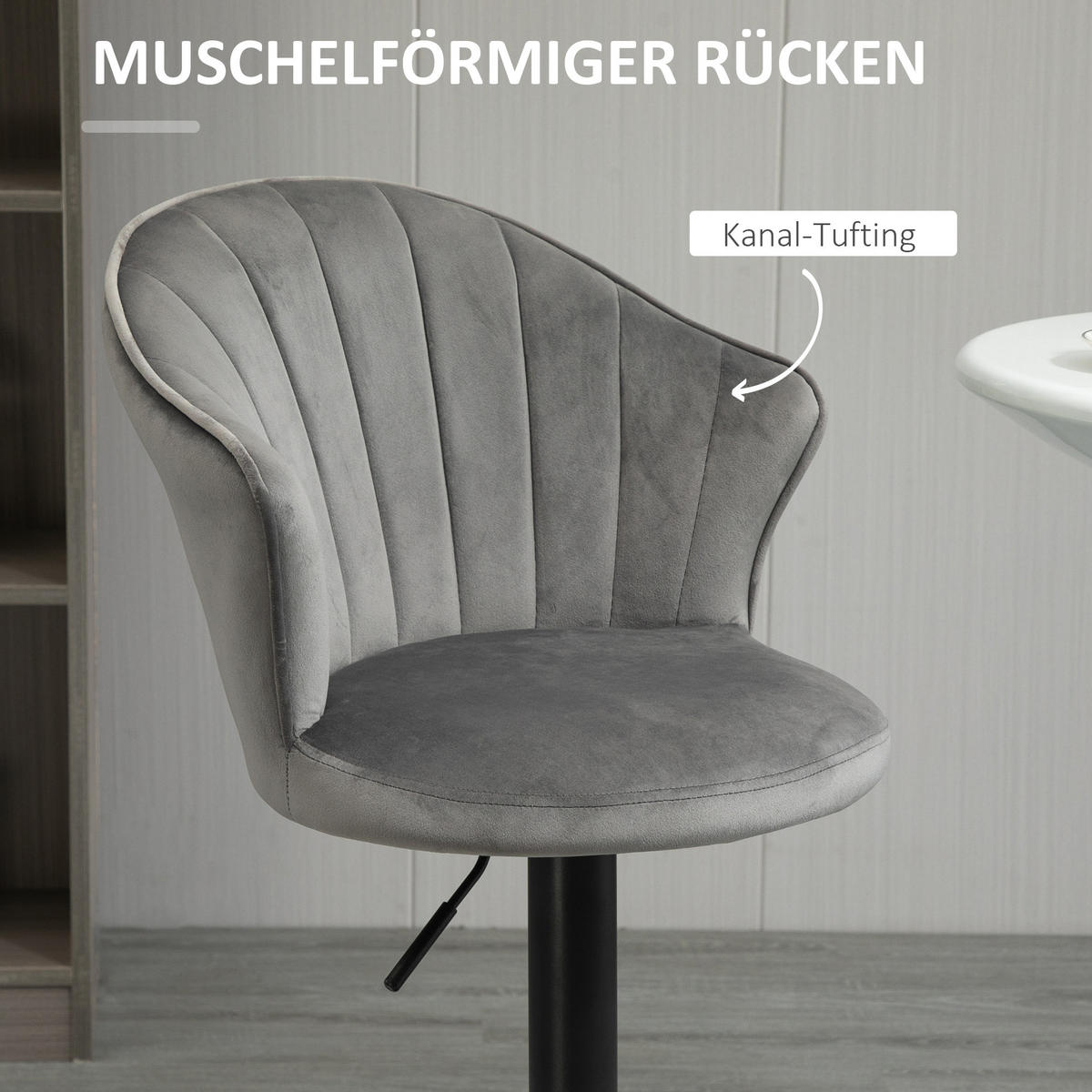 BARHOCKER, Schaumstoff, Stahl, Grau - Grau, Kunststoff (56/111/54cm) - HOMCOM