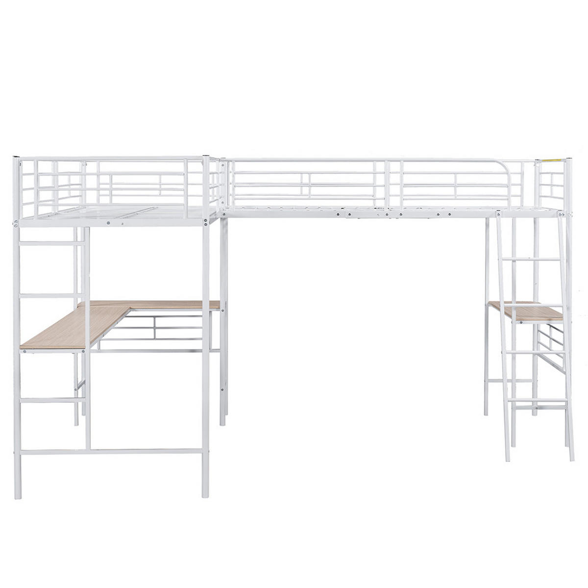 HOCHBETT 90/200 cm in Weiß mit Doppeltreppe - Weiß, Metall (90/200cm) - KOMHTOM