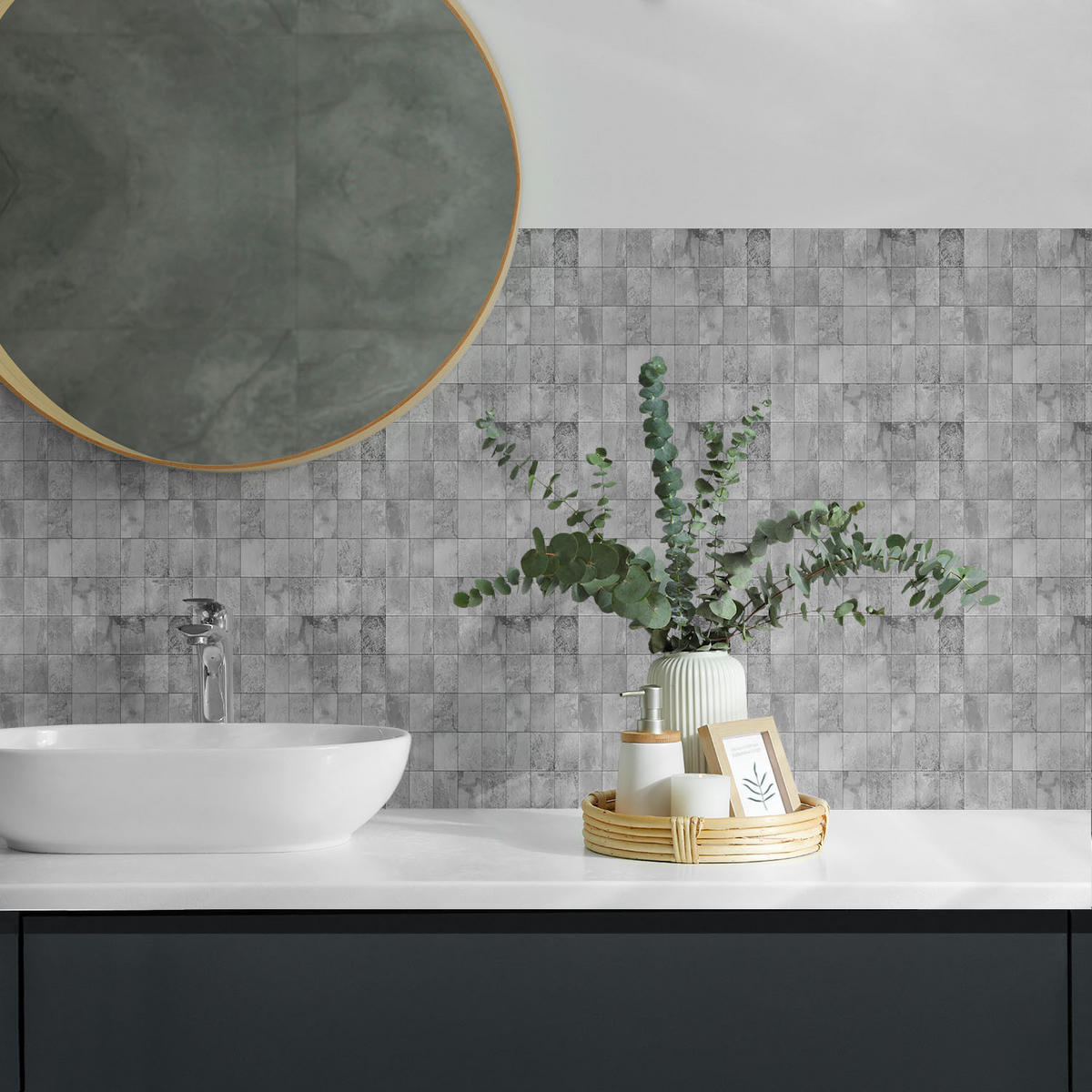 WANDPANEEL 20 Stück 20x20 cm selbstklebend Osmire - Alufarben, Kunststoff (20/1.6/20cm) - Wallfluent