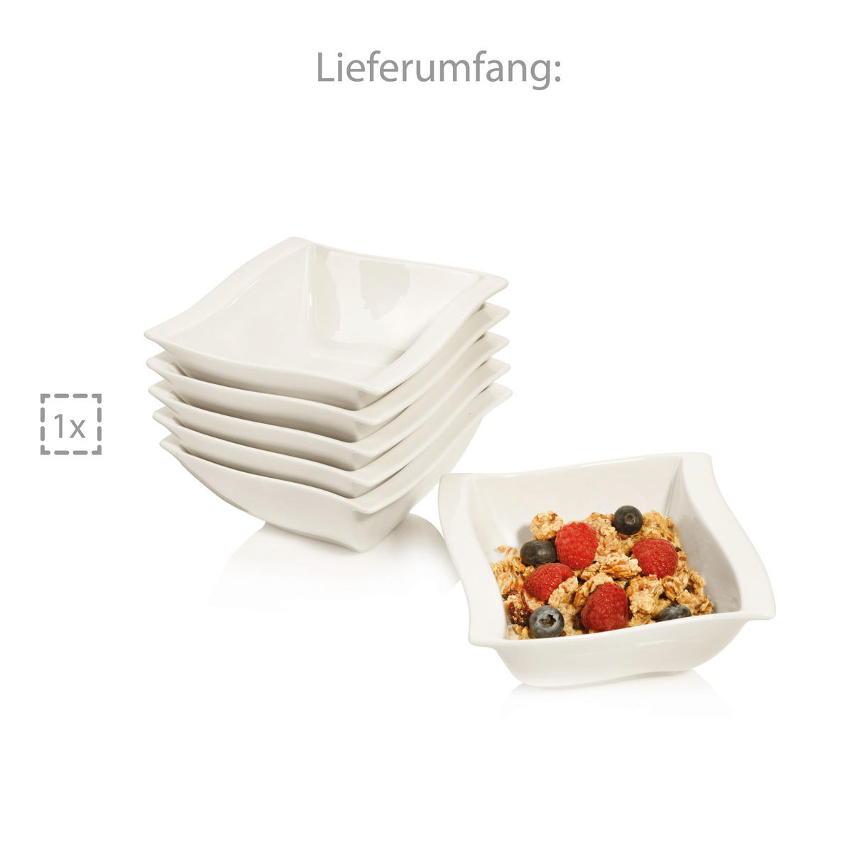 MÜSLISCHALEN SET PARIS 6 teilig aus Porzellan - Weiß, Keramik (14cm) - Sänger