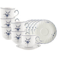FRÜHSTÜCKSTASSEN MIT UNTERTASSEN Vieux Luxembourg weiß-blau 240 ml 6er Set - Blau/Weiß, Keramik (240L) - Villeroy & Boch