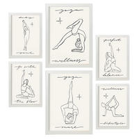 POSTER Set Mit 6 Yoga Musen 3 A3 & A4 Weißer Rahmen - Weiß, Papier (29/3cm) - Nacnic