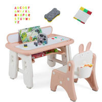 KINDERTISCH mit Stuhl rosa(2-tlg) - Pink, Kunststoff (80/40/50cm) - COSTWAY