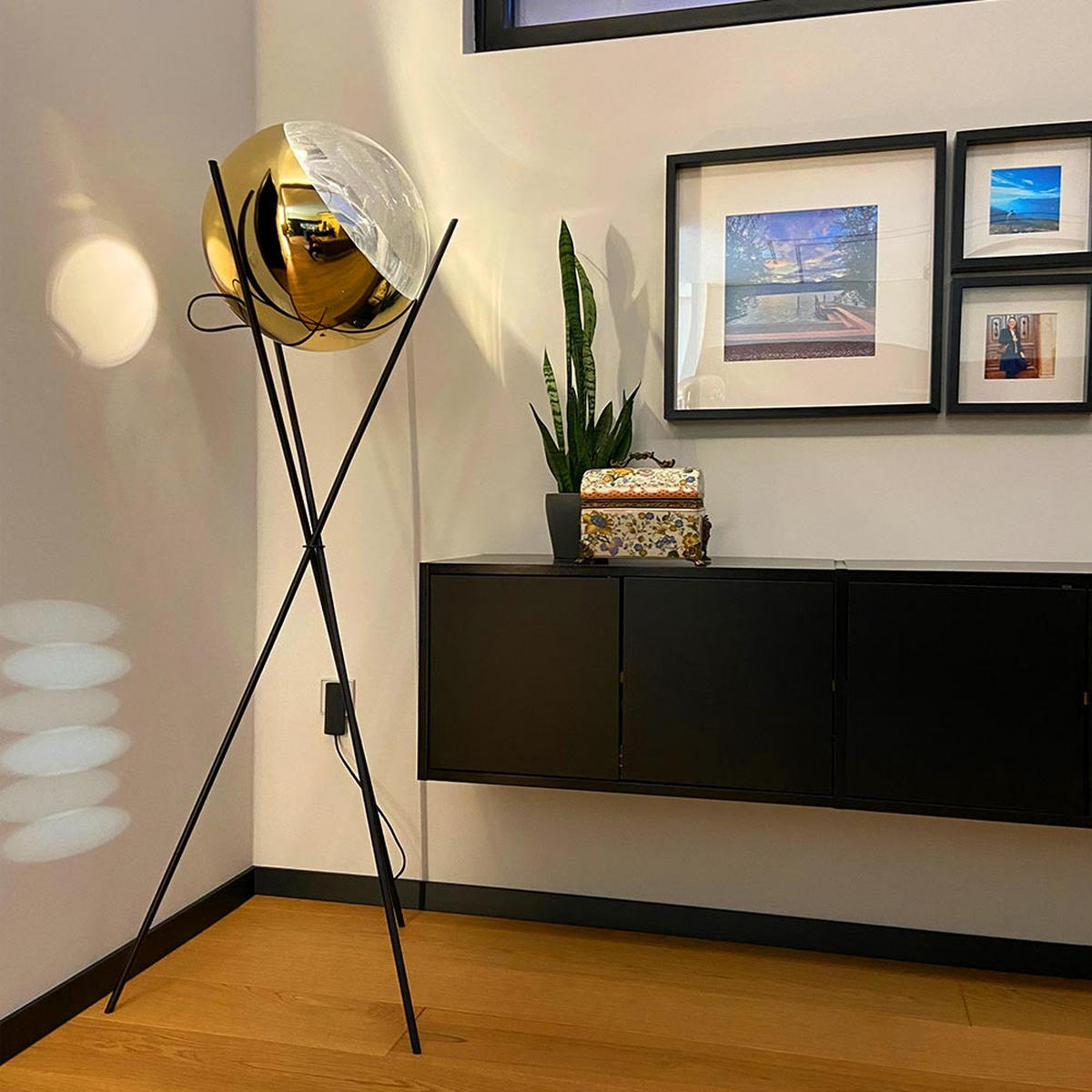 STEHLAMPE Fairy Dreibein Schwarz/Chrom - Chromfarben, Glas (40/40/160cm) - s.luce